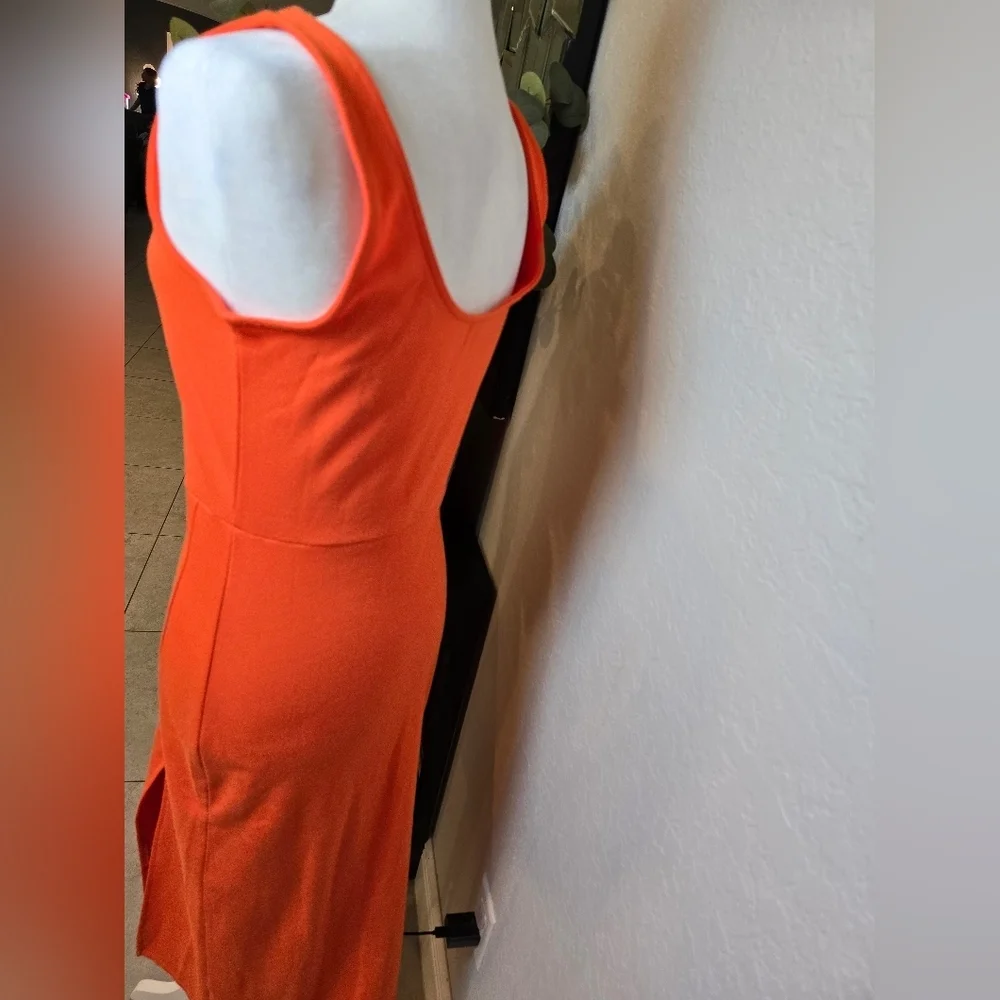 Open Edit Women's Scoop Neck Orange Bodycon Midi Tank Sleeveless Dress Size M - Picture 6 of 8